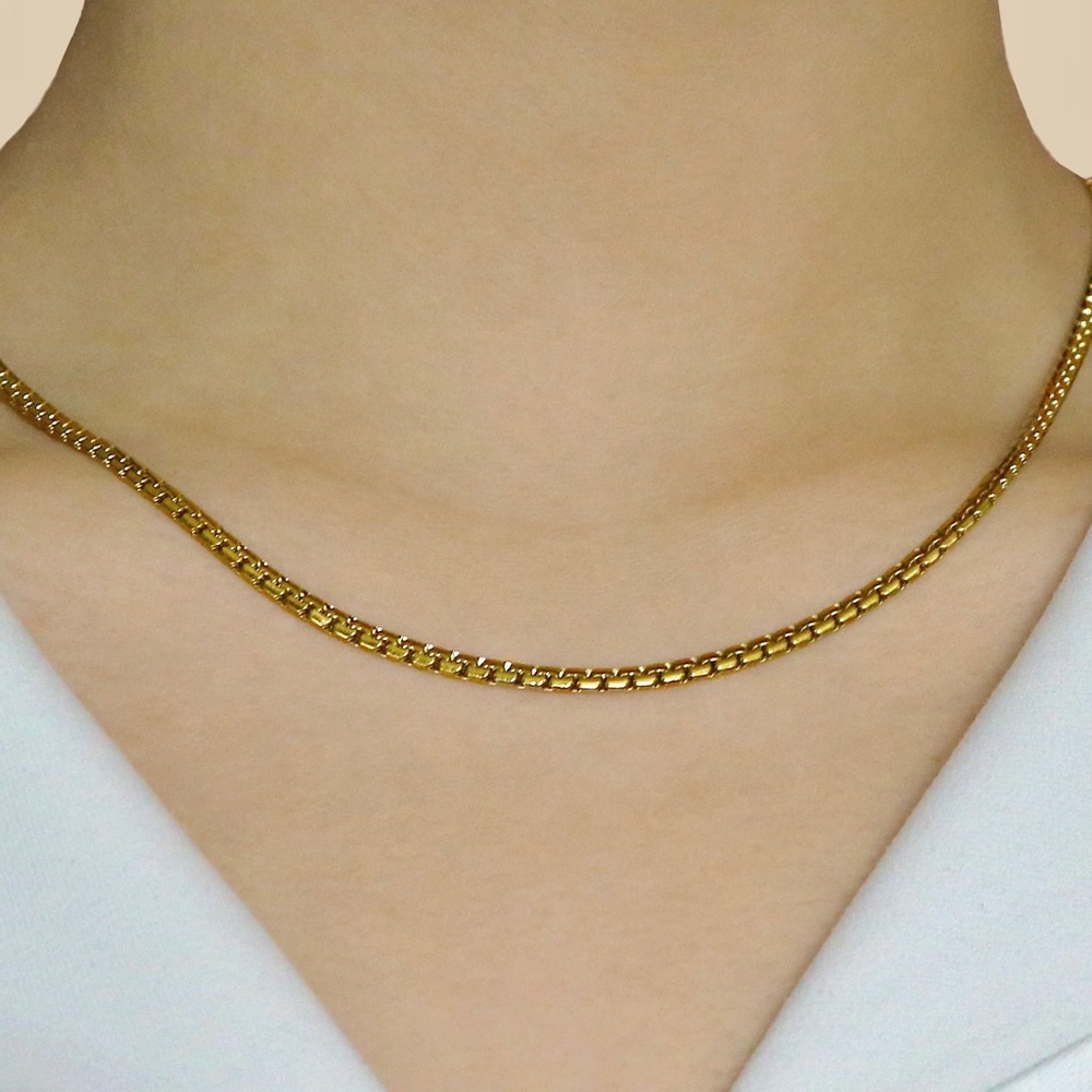 Box Chain Necklace - 18K Gold